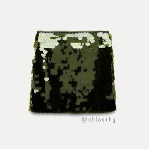 Zara Olive Green Sequin Mini Skirt